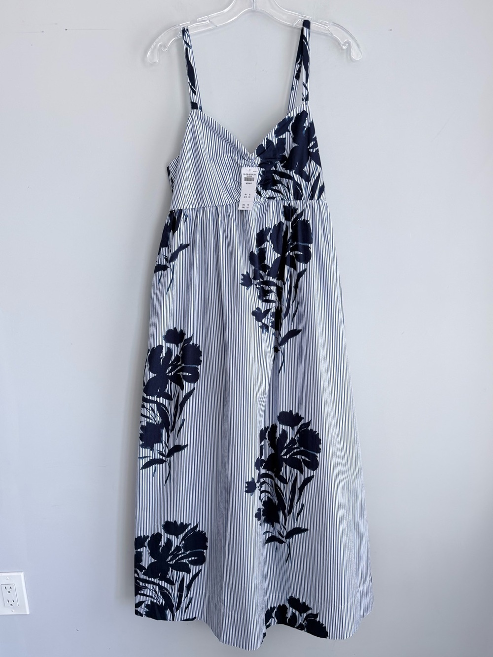 Abercrombie & Fitch Sweetheart Babydoll Maxi Dress Blue Floral Stripe NWT M P - Picture 5 of 16